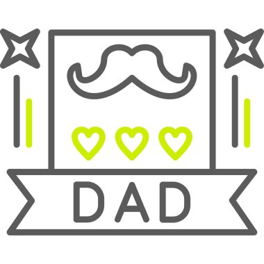 Çizgi babası ve beyaz arka planda izole edilmiş iki kravat ikonu. Babalar günün kutlu olsun. Renkli taslak konsepti. vektör