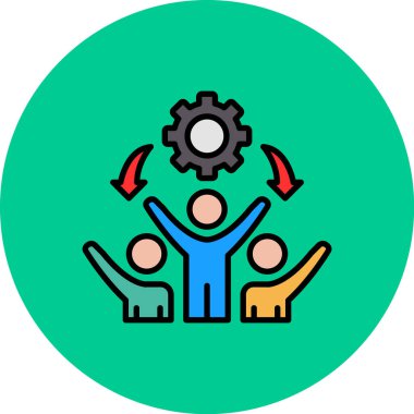 İş takım çalışması simgesi renk ana hatları vektörü