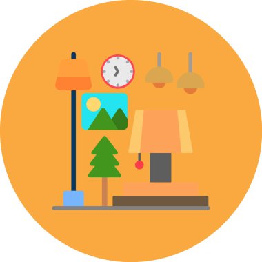 Ofis masasının düz simge vektör illüstrasyonu