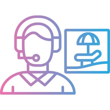 Miğferi ve kulaklığı olan bir adamın vektör çizimi