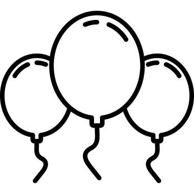 Balon partisi ikonu. Beyaz üzerinde izole edilmiş web tasarımı için ana hatlı parti balonları vektör simgesi