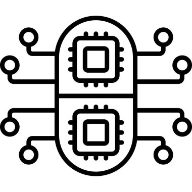 İşlemci yonga simgesi. Beyaz arkaplanda izole edilmiş web tasarımı için ana devre çip vektör simgesi