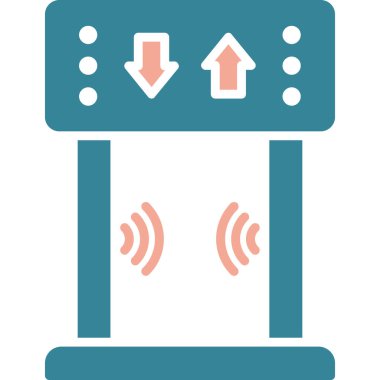 Güvenlik Kapısı Simgesi, Basit Renk Vektörü İllüstrasyonu