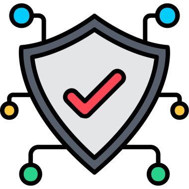 Koruma kalkanı güvenlik simgesi - ana hat biçiminde