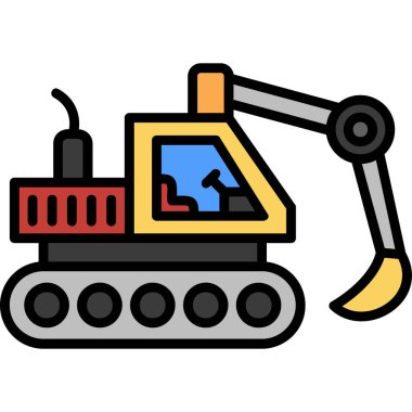 Kazı simgesi renk ana hatları vektörü