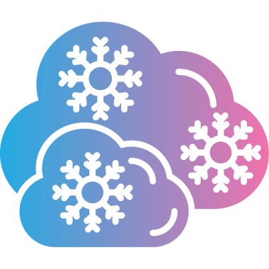 Beyaz zemin üzerinde kar ve kar ikonu olan mavi bulut. Kar taneli bulut. Tek hava ikonu. Kar tabelası. vektör illüstrasyonu