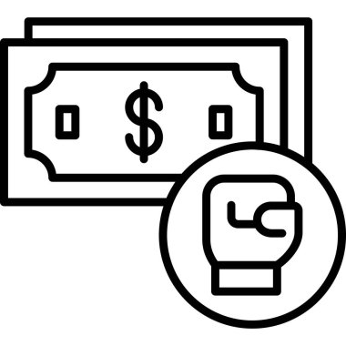 Banka Doları ikonu ana hatları vektörü. Kredi kartıyla. Para nakit