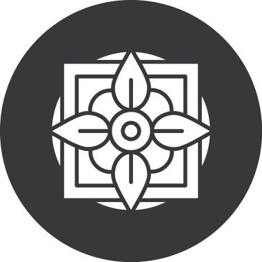 güzel doğulu çiçek çizgisi vektör simgesi