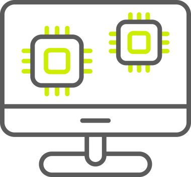 Bilgisayar donanım simgesi ile doldurulmuş ana hatlar biçimi