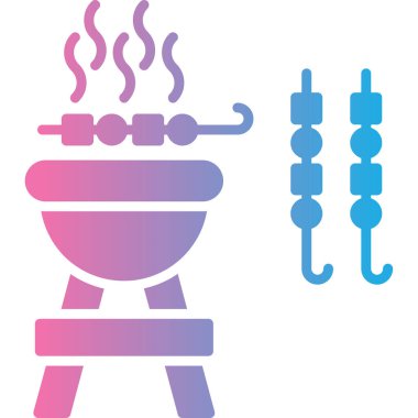 Beyaz arka planda ızgara et ikonu izole edildi. bbq ızgarası. Barbekü partisi. Renkli taslak konsepti. vektör.