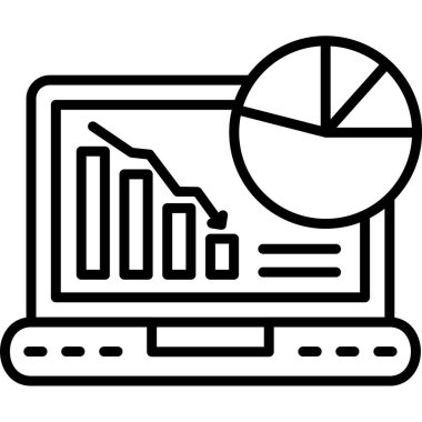 Pasta grafiği ve pasta çizelgesi simgesine sahip bilgisayar