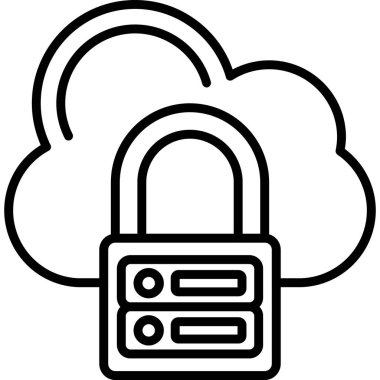 Ana hatlar biçiminde bulut hesaplama güvenlik simgesi