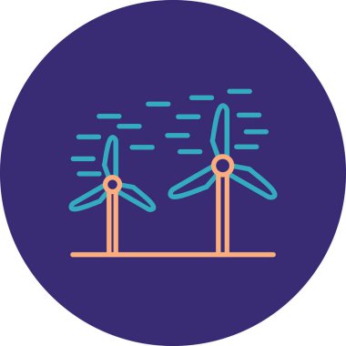 Rüzgar türbinlerinin vektör illüstrasyonu simgesi