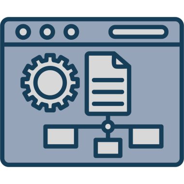 Web geliştirme simgesi. Beyaz arkaplanda izole edilmiş web tasarımı için web geliştirme vektör simgelerinin basit çizimi