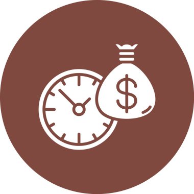 Zaman yönetimi vektör simgesi. biçim düz sembol, kahverengi renk, yuvarlak açılar, beyaz arkaplan