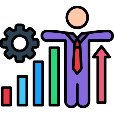 Vites çubuğu simgesine sahip iş adamı