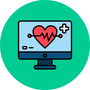 Kalp monitörü. Web simgesi basit illüstrasyon