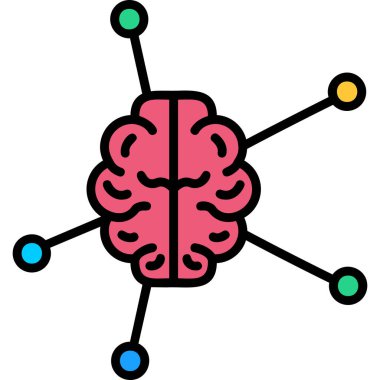 Beyin ikonu vektörü. Özet beyin işareti. renk kontur sembolü