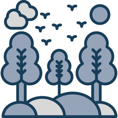 Ağaçlar ve bitkiler simgesi, vektör illüstrasyonu