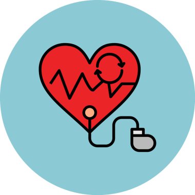 Steteskoplu bir kalp. vektör illüstrasyonu