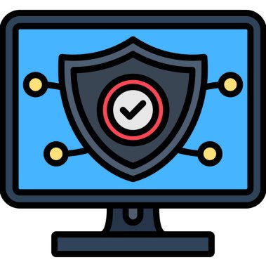 bilgisayar güvenlik kalkanı simgesi - taslak biçimi