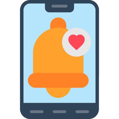 mobil kalp simgesi, vektör illüstrasyonu