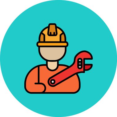 Miğferi ve anahtar simgesi olan inşaat işçisi