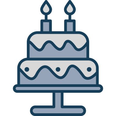 Doğum günü pastası simgesi doldurulmuş ana hatlarıyla