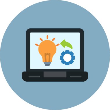 Laptop Simgesi, Basit Renk Vektörü İllüstrasyonu