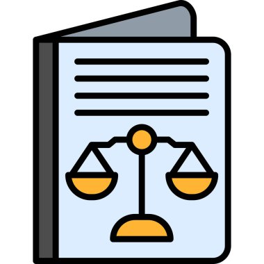 Yasal belge simgesi. Hakim avukat vektör simgesi rengi düz izole