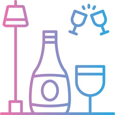 şarap camı vektör ince çizgi simgesi