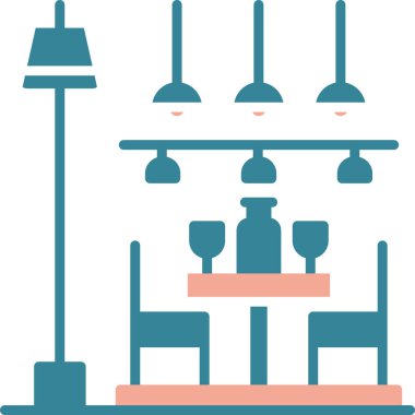 Sandalyeli restoran masası, vektör illüstrasyonu