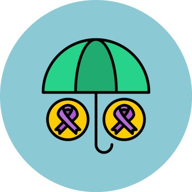 Bir şemsiye simgesinin vektör illüstrasyonu