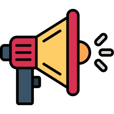 Megafon simgesi. Taslak megafon vektör simgesi rengi düz izole