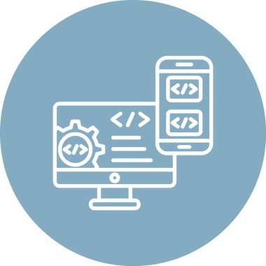 Kodlama simgesi. Kodlama ve teknoloji simgelerinin vektör çizimi.