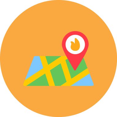 Harita Konumu Düz Vektör Simgesi Tasarımı