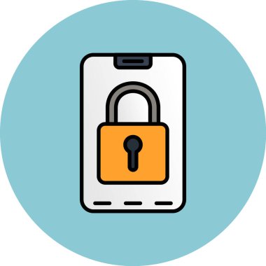 Web ve mobil uygulama tasarımınız için beyaz arkaplanda izole edilmiş mobil kilit simgesi vektörü