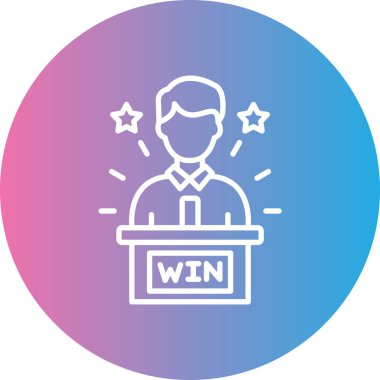 Beyaz arka planda izole edilmiş, kazanan podyum ikonu olan çizgi lideri. Renkli taslak konsepti. vektör