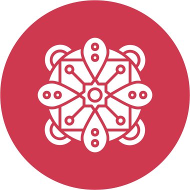 Bir kar tanesinin kırmızı ve beyaz ikonunun vektör çizimi