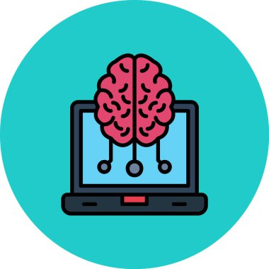 Yapay zeka ikonu. Web için yapay zeka vektör simgesinin düz çizimi