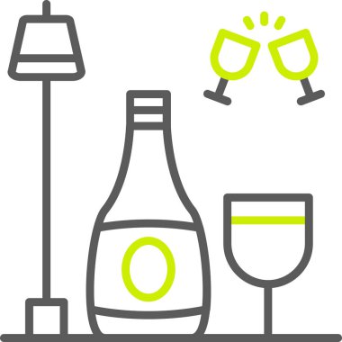 şarap şişesi ve gözlük vektör simgesi