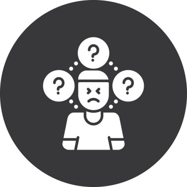 Soru işaretli üzgün adam.