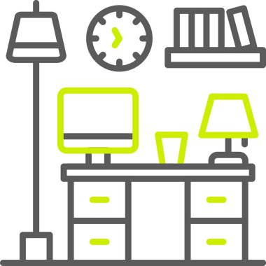 ofis masası vektör çizgisi simgesi, vektör illüstrasyonu