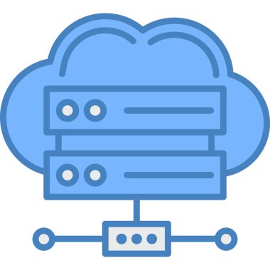 Düz biçimli sunucu bulut veri simgesi