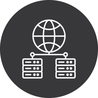 global ağ çizgisi simgesi, küresel ağ kavramı, beyaz arkaplanda internet ağı bağlantısı, beyaz ve siyah arkaplanda doğrusal olarak küresel ağ simgesi