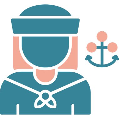 Denizci kaptanı denizci simgesi düz stil