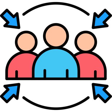 grup insanları simge vektör ana hatları çizimi