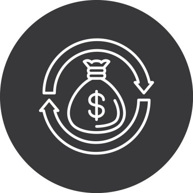 Ok çizgisi simgesi olan dolar parası.