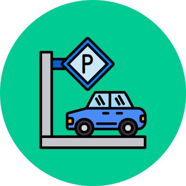 araba park vektörü renk illüstrasyonu