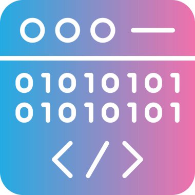 İkili kod simgesi vektör illüstrasyonu